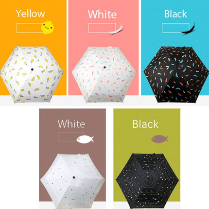 Five Folding Ultralight Umbrella, Women Waterproof Anti-UV (White Stripe Pattern)-garmade.com