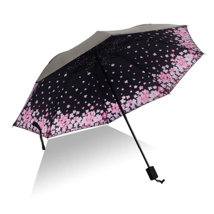 Lightweight Portable Three Folding Folding Umbrella, Black Waterproof Anti-UV, A Pattern-garmade.com