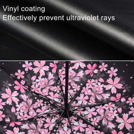 Lightweight Portable Three Folding Folding Umbrella, Black Waterproof Anti-UV, A Pattern-garmade.com