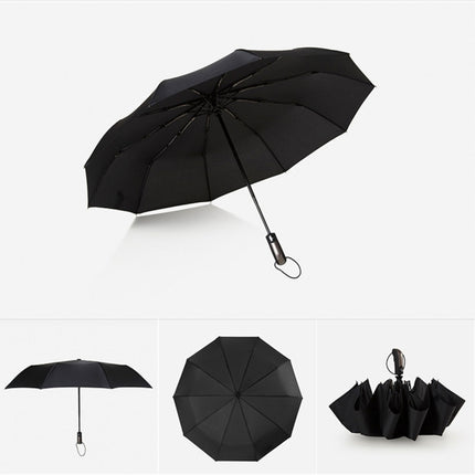 Automatic Lightweight Portable Three Folding Waterproof Anti-UV Umbrella(Black)-garmade.com
