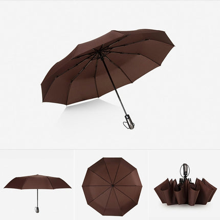 Automatic Lightweight Portable Three Folding Waterproof Anti-UV Umbrella(Coffee)-garmade.com