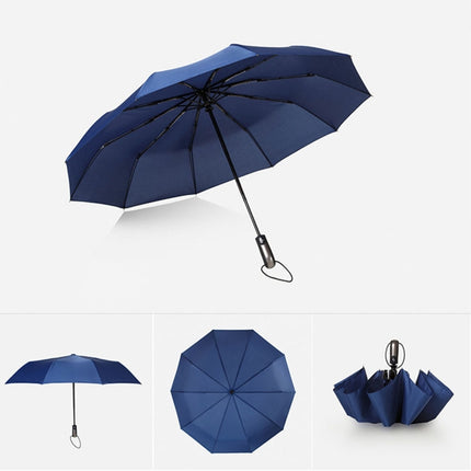 Automatic Lightweight Portable Three Folding Waterproof Anti-UV Umbrella(Navy Blue)-garmade.com