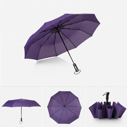 Automatic Lightweight Portable Three Folding Waterproof Anti-UV Umbrella(Purple)-garmade.com