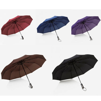 Automatic Lightweight Portable Three Folding Waterproof Anti-UV Umbrella(Wine Red)-garmade.com