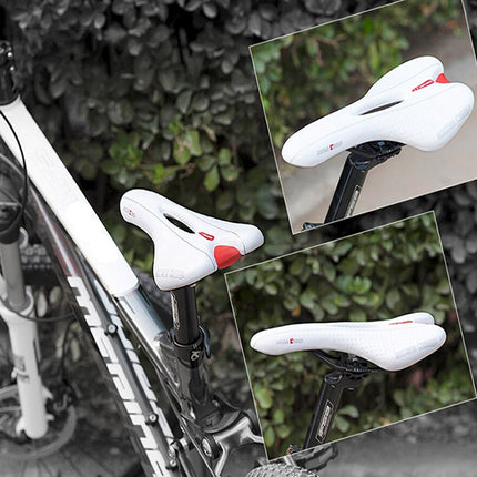 BaseCamp BC-651 Road Bike Leather Seat Bicycle Hollow Seat Saddle(White)-garmade.com