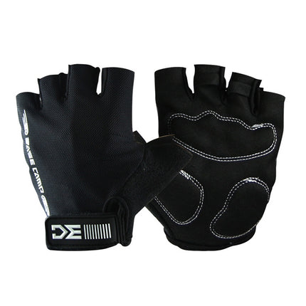 BaseCamp BC-204 Bicycle Half Finger Gloves Lycra Fabric Cycling Gloves, Size: S(Black)-garmade.com
