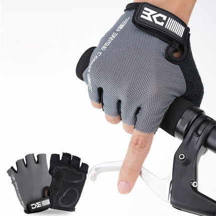 BaseCamp BC-204 Bicycle Half Finger Gloves Lycra Fabric Cycling Gloves, Size: S(Grey)-garmade.com