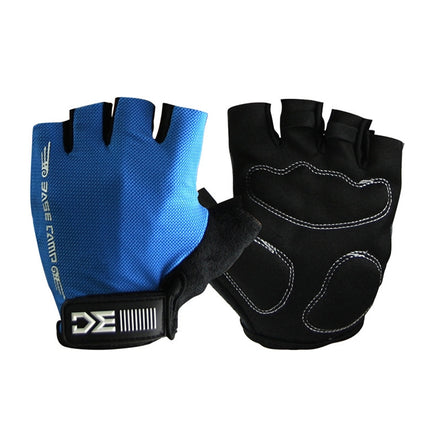 BaseCamp BC-204 Bicycle Half Finger Gloves Lycra Fabric Cycling Gloves, Size: S(Blue)-garmade.com