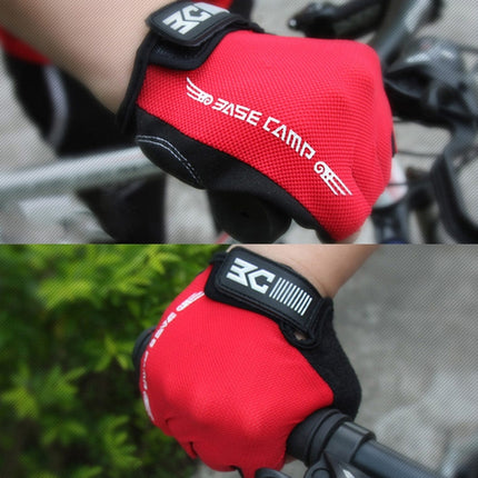 BaseCamp BC-204 Bicycle Half Finger Gloves Lycra Fabric Cycling Gloves, Size: S(Red)-garmade.com
