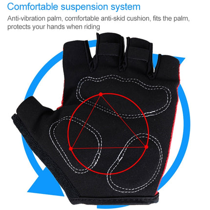 BaseCamp BC-204 Bicycle Half Finger Gloves Lycra Fabric Cycling Gloves, Size: M(Blue)-garmade.com