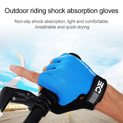BaseCamp BC-204 Bicycle Half Finger Gloves Lycra Fabric Cycling Gloves, Size: M(Blue)-garmade.com