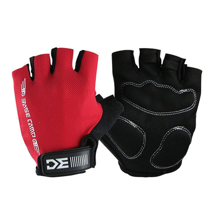 BaseCamp BC-204 Bicycle Half Finger Gloves Lycra Fabric Cycling Gloves, Size: M(Red)-garmade.com