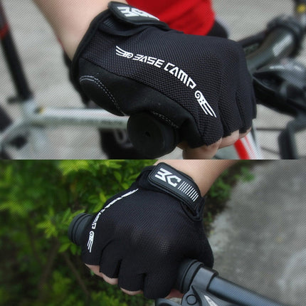 BaseCamp BC-204 Bicycle Half Finger Gloves Lycra Fabric Cycling Gloves, Size: L(Black)-garmade.com