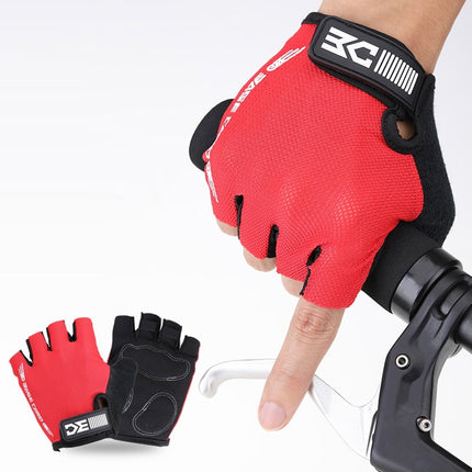 BaseCamp BC-204 Bicycle Half Finger Gloves Lycra Fabric Cycling Gloves, Size: L(Red)-garmade.com
