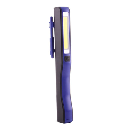 100LM High Brightness Pen Shape Work Light / Flashlight, White Light, COB LED 2-Modes with 90 Degree Rotatable Magnetic Pen Clip(Blue)-garmade.com