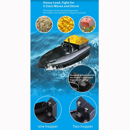 D13C Multi-function Double Warehouse Remote Control Nesting Ship Fishing Bait Boat (Black)-garmade.com