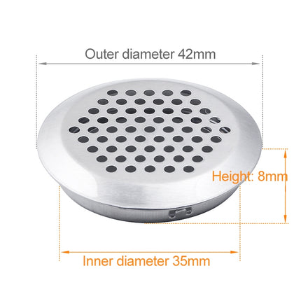 60 PCS 35mm Bevel Surface Cabinet Round Air Vent Stainless Steel Louvered Grille Cover Vents with Little Holes-garmade.com