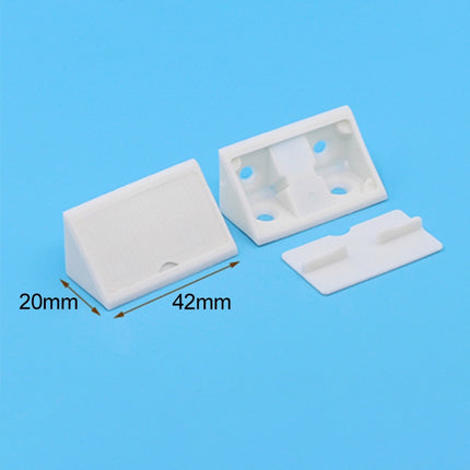 150 PCS Plastic Thickened Detachable Corner Connector Furniture Right Angle Board Bracket with Cover, Size: L (White)-garmade.com