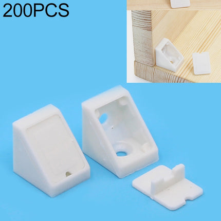 200 PCS Plastic Thickened Detachable Corner Connector Furniture Right Angle Board Bracket with Cover, Size: S (White)-garmade.com