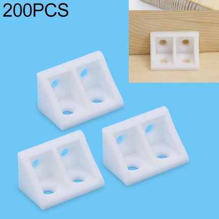 200 PCS Plastic Thickened Detachable Corner Connector Furniture Right Angle Board Bracket without Cover, Size: M (White)-garmade.com