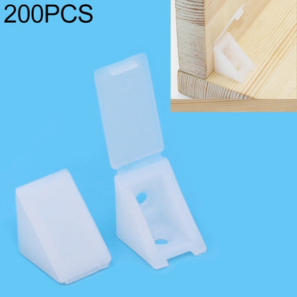 200 PCS Plastic Thickened Corner Connector Furniture Right Angle Board Bracket with Cover, Size: S-garmade.com