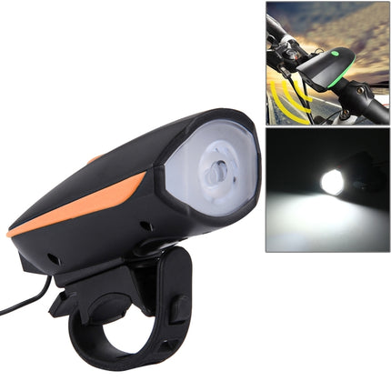 125 / 250LM 3 Modes USB Rechargeable LED Bright Light with Horn & Handlebar Mount(Orange)-garmade.com
