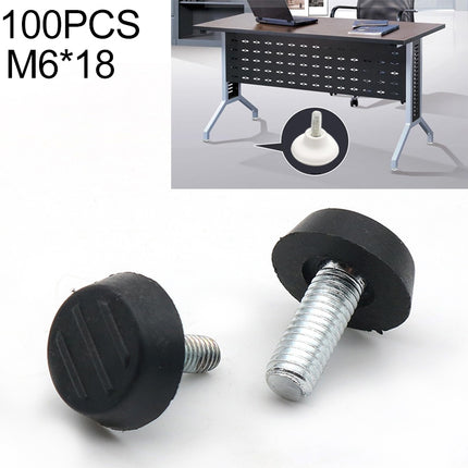 100 PCS Adjustable Foot Pad Furniture Screw Support Stub, M6x18 (Black)-garmade.com