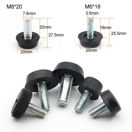 100 PCS Adjustable Foot Pad Furniture Screw Support Stub, M6x18 (Black)-garmade.com