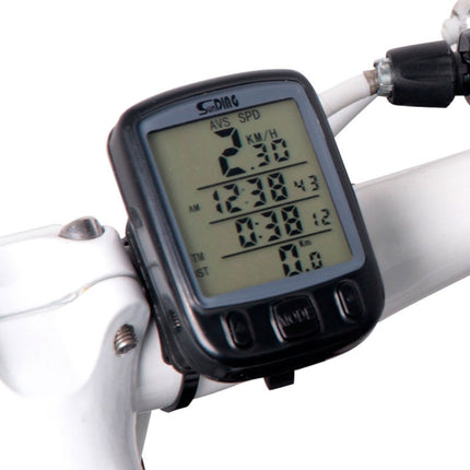 SUNDING 563A Bike Bicycle Waterproof Wired LCD Screen Luminous Mileage Speedometer Odometer, English Version(Black)-garmade.com