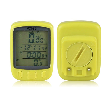 SUNDING 563C Bike Bicycle Waterproof Wireless LCD Screen Luminous Mileage Speedometer Odometer, English Version (Yellow)-garmade.com