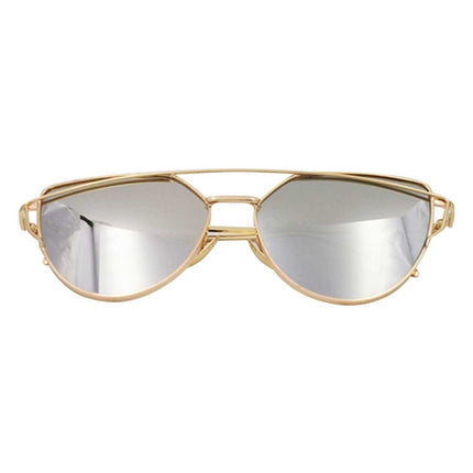 Unisex Fashion Color Film UV400 Reflective Sunglasses (Gold + Mercury)-garmade.com