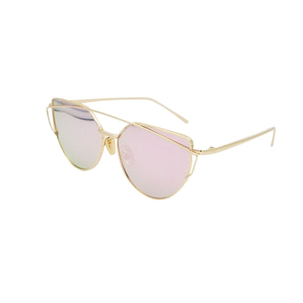 Unisex Fashion Color Film UV400 Reflective Sunglasses (Gold + Pink)-garmade.com