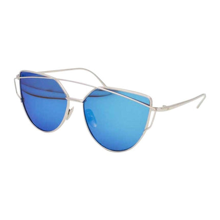 Unisex Fashion Color Film UV400 Reflective Sunglasses (Silver + Ice Blue)-garmade.com