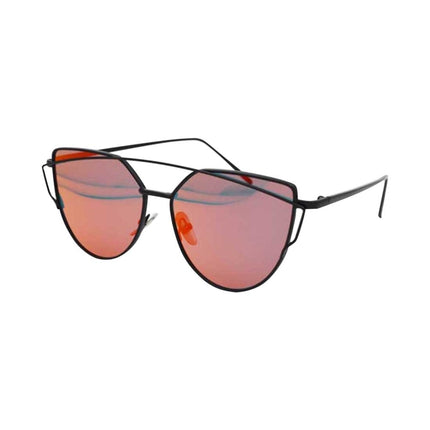 Unisex Fashion Color Film UV400 Reflective Sunglasses (Black + Red)-garmade.com