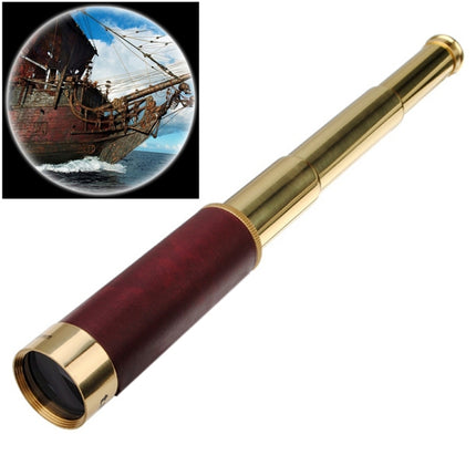 25x30 Portable Pirate Monocular Professional Vision Monocular Telescope with Leather Bag(Gold)-garmade.com