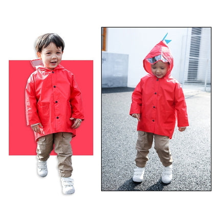 Cartoon Dinosaur Children Fashion Raincoat Size: XXL(Red)-garmade.com