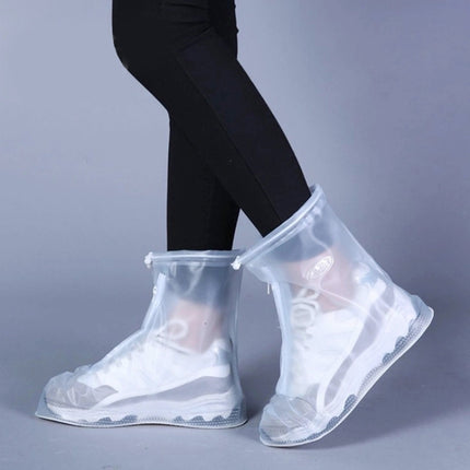 Fashion PVC Non-slip Waterproof Thick-soled Shoe Cover Size: S(White)-garmade.com