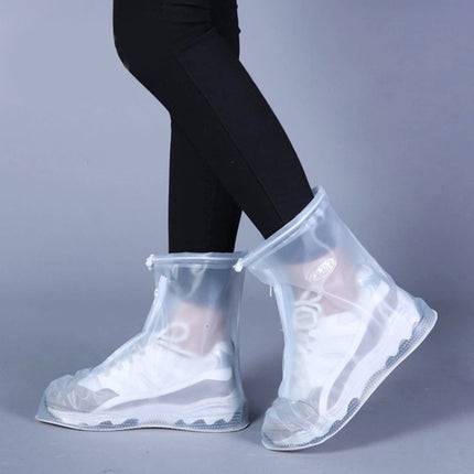 Fashion PVC Non-slip Waterproof Thick-soled Shoe Cover Size: M(White)-garmade.com