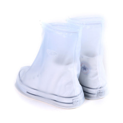 Fashion PVC Non-slip Waterproof Thick-soled Shoe Cover Size: L(White)-garmade.com