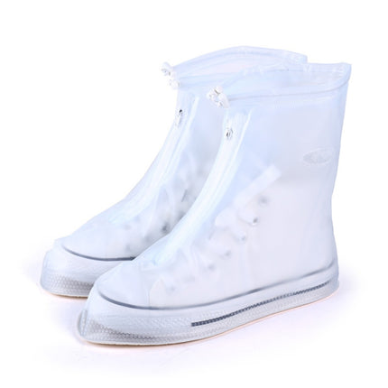 Fashion PVC Non-slip Waterproof Thick-soled Shoe Covers Size: XXL(White)-garmade.com
