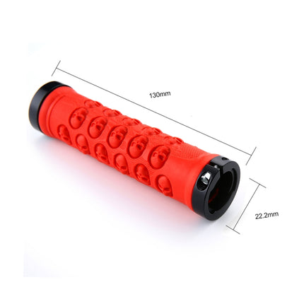 1 Pair AG23 Skull Style Bicycle MTB Bike Lock-on Rubber Handlebar Grips(Red)-garmade.com