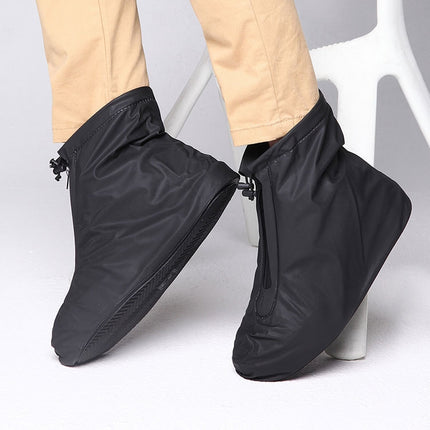 Fashion PVC Non-slip Waterproof Thick-soled Shoe Cover Size: L(Black)-garmade.com