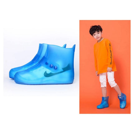 Fashion Integrated PVC Waterproof Non-slip Shoe Cover with Thickened Soles Size: 30-31(Blue)-garmade.com