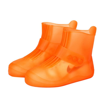 Fashion Integrated PVC Waterproof Non-slip Shoe Cover with Thickened Soles Size: 32-33(Orange)-garmade.com