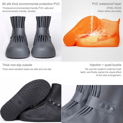 Fashion Integrated PVC Waterproof Non-slip Shoe Cover with Thickened Soles Size: 32-33(Orange)-garmade.com