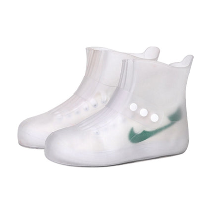 Fashion Integrated PVC Waterproof Non-slip Shoe Cover with Thickened Soles Size: 32-33(White)-garmade.com