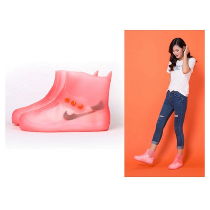 Fashion Integrated PVC Waterproof Non-slip Shoe Cover with Thickened Soles Size: 34-35(Pink)-garmade.com