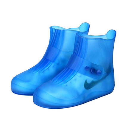 Fashion Integrated PVC Waterproof Non-slip Shoe Cover with Thickened Soles Size: 34-35(Blue)-garmade.com