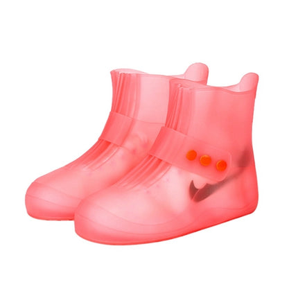 Fashion Integrated PVC Waterproof Non-slip Shoe Cover with Thickened Soles Size: 36-37(Pink)-garmade.com