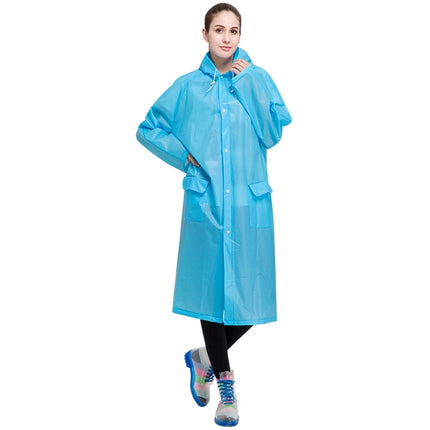 Fashion Adult Lightweight EVA Transparent Frosted Raincoat Big Hat With Pocket Size: M(Blue)-garmade.com